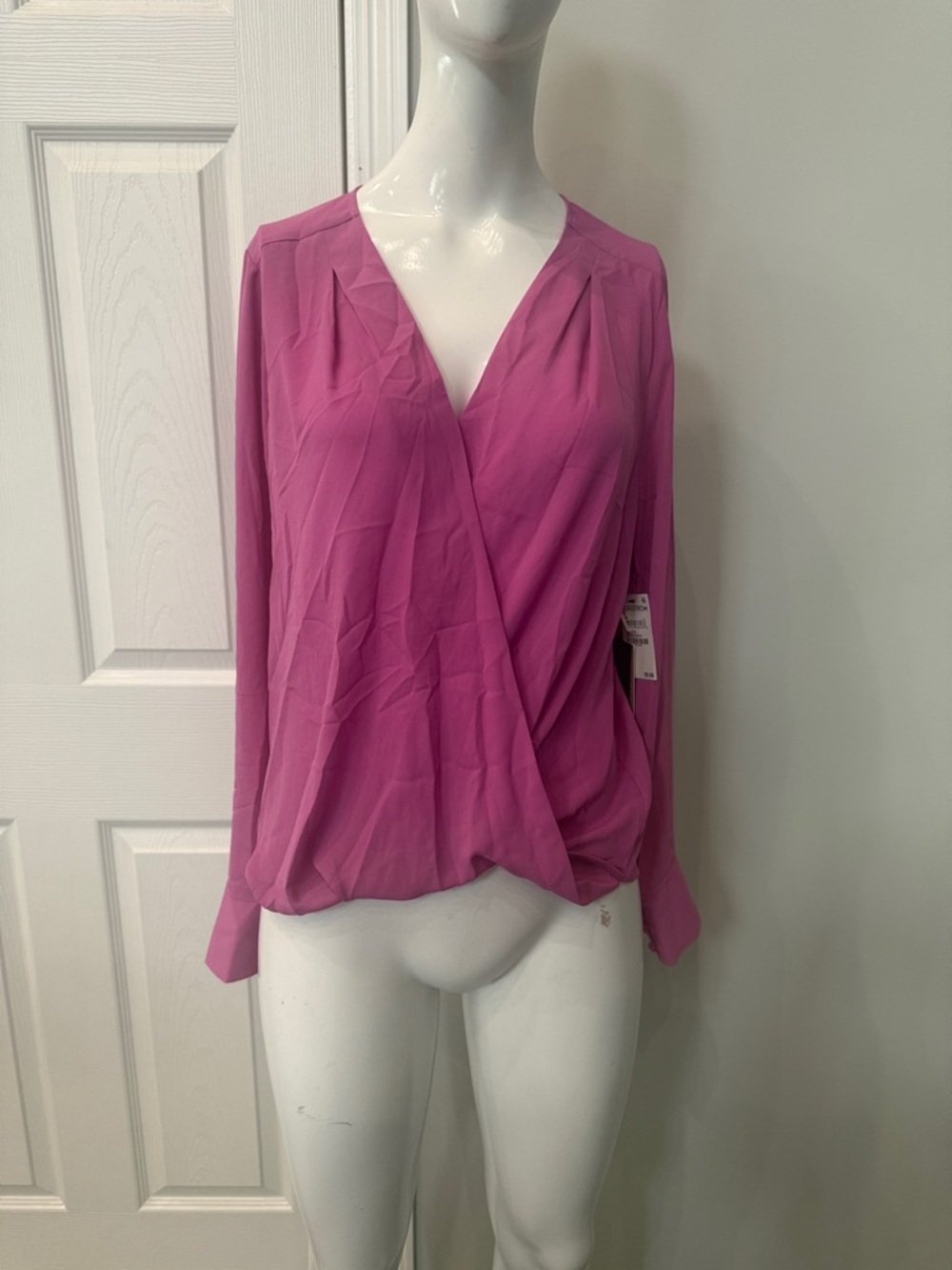 Halogen Fuchsia Wrap-Front Blouse